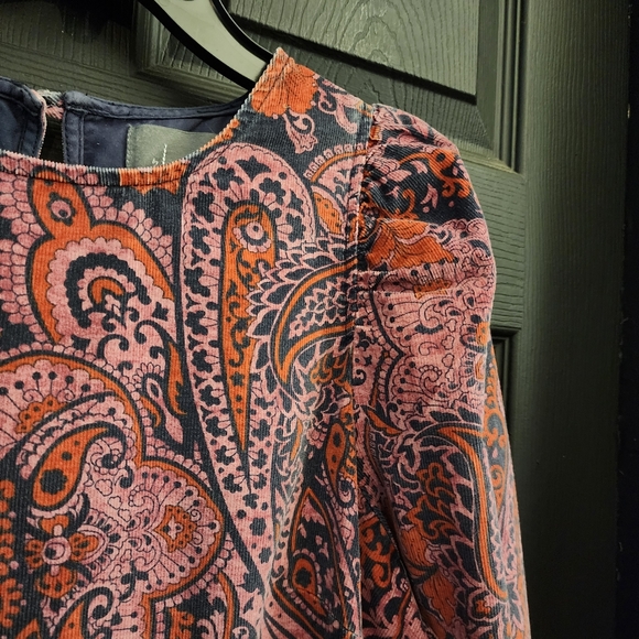 by Anthropologie Sz. S Blue Motif Dayna 100% Cotton Corduroy Mini Dress - Picture 8 of 16